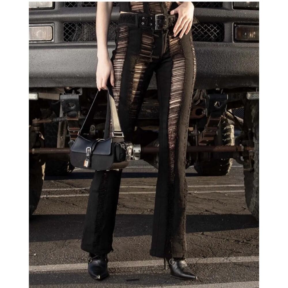 I.AM.GIA Kasmir Distressed Jeans W/ Belt Small Punk Goth LA Streetwear